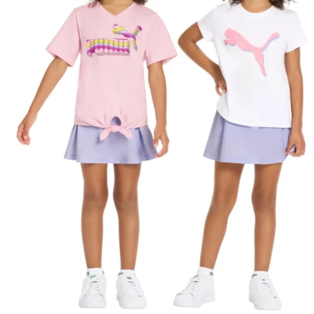 NEW| Puma Girls' Pink and White T-Shirt Duo| size:6
